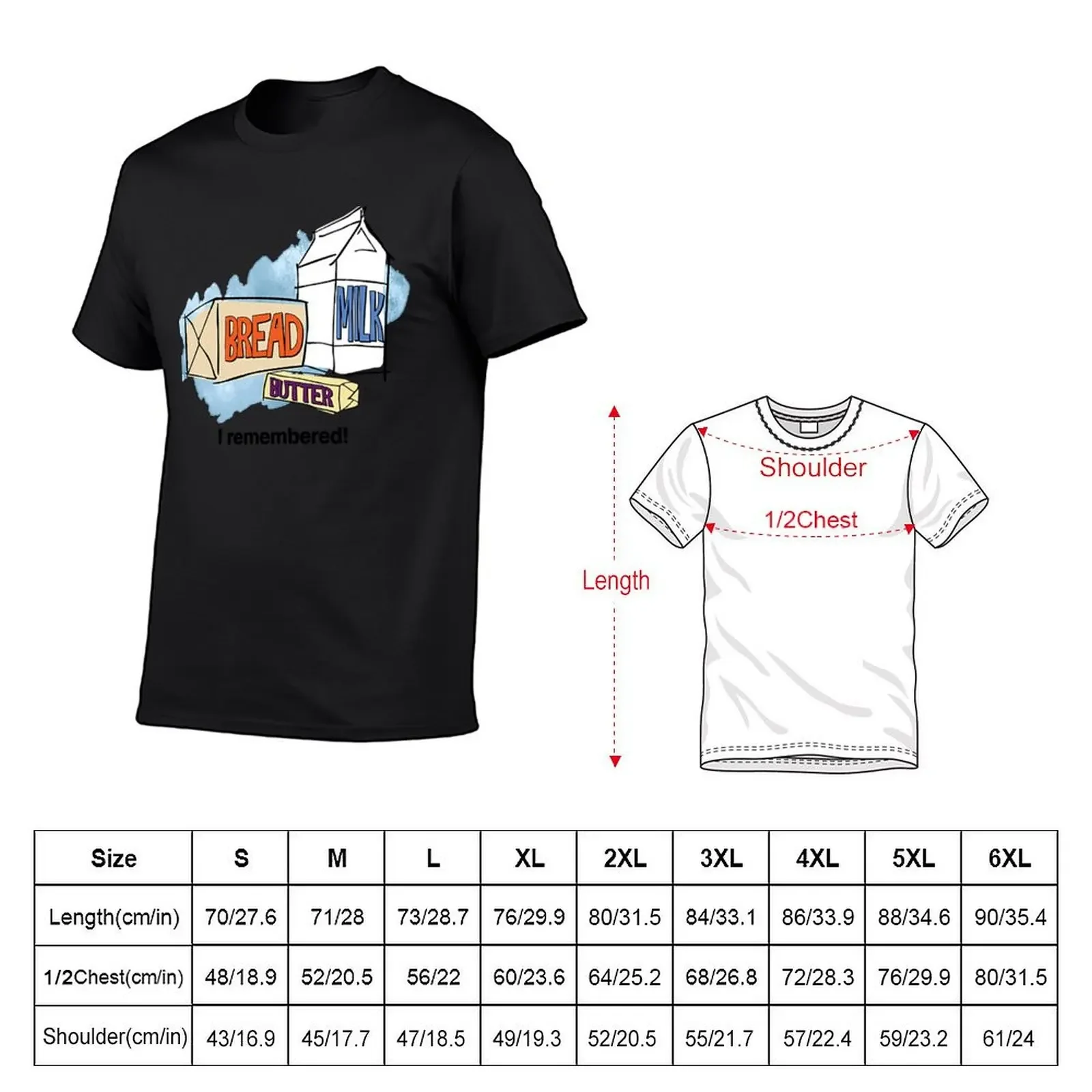 Loaf of Bread, Container of Milk, Stick of Butter T-Shirt tops heavyweights summer clothes mens designer t shirt