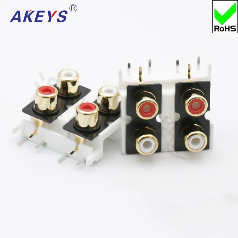 10 PCS  AV4-8.4-9 Socket 6-foot RCA seat 4-hole PCB welded Audio Video socket Lotus seat