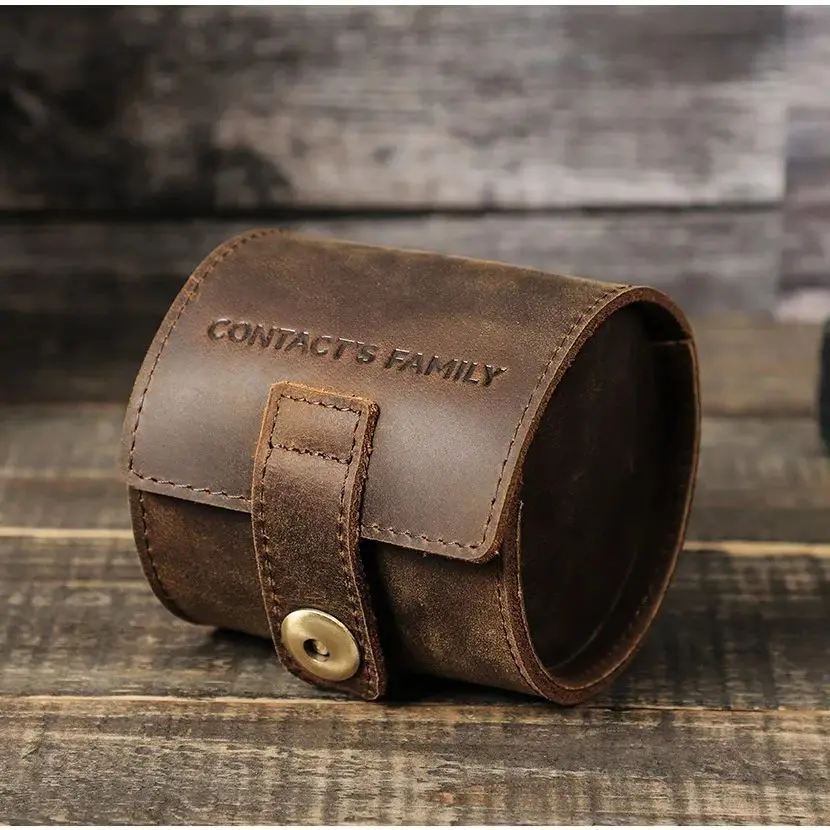 

Vintage Cow Leather Single Slot Watch Roll Case Retro Portable Watch Case Watch Holder Travel Jewelry Storage Pouch Organizer