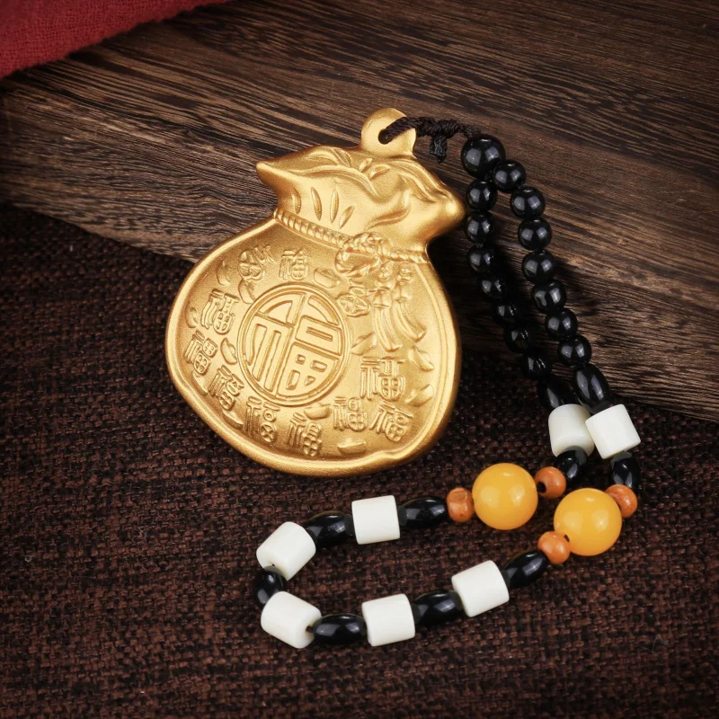 Gold Lucky Handheld Brass Sand Money Bag