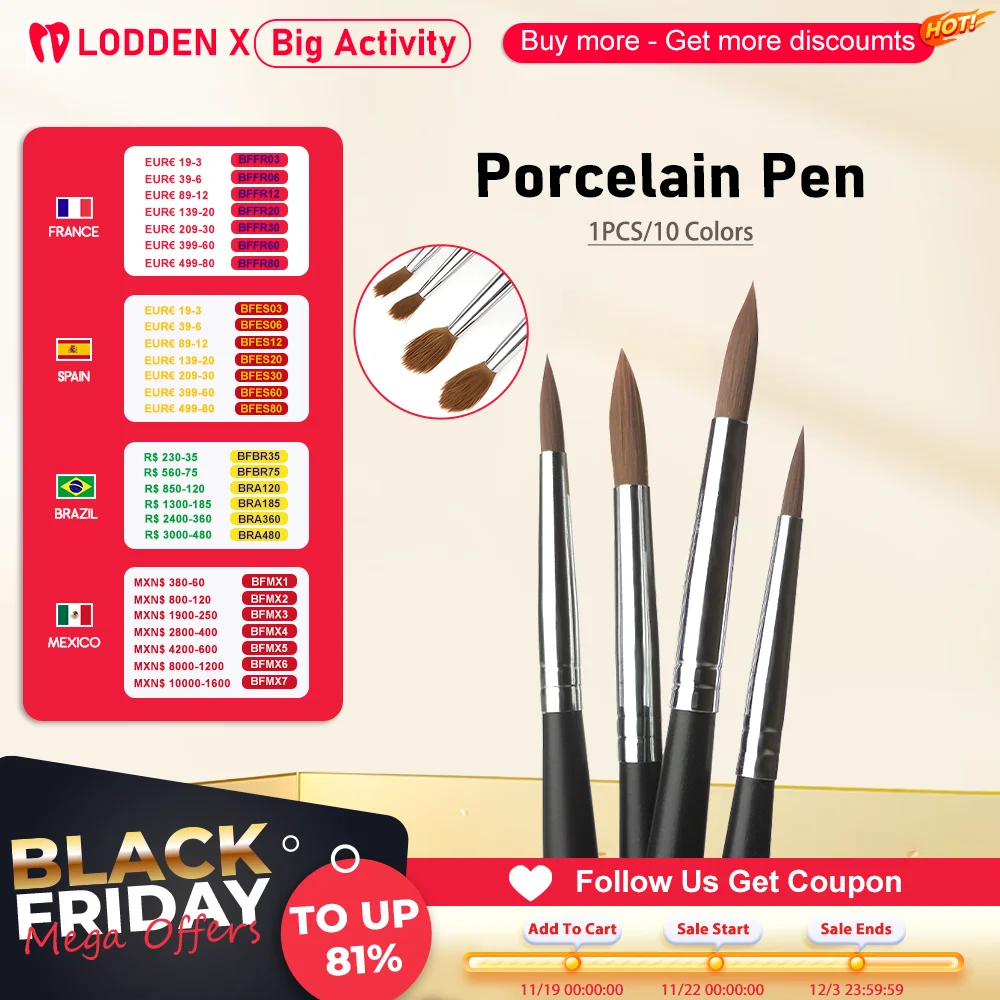 Lodden 1 Stück Dental Porzellan Pinsel Stift für Dental labor Ausrüstung Zahnarzt Werkzeuge Zahn glasur Pinsel Stift Keramik Pinsel Stift Labor Werkzeug