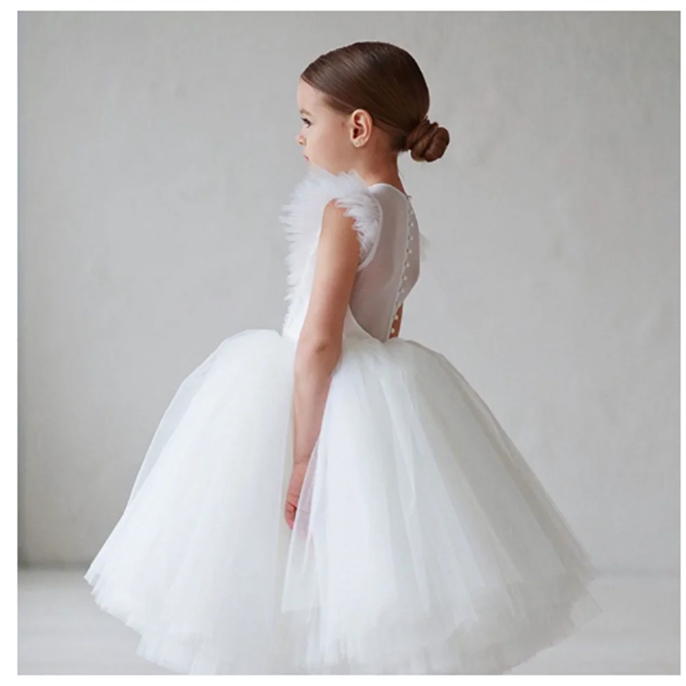 White Flower Girl Dresses Birthday Prom Party Dress First Communion Birthday Princess Costume Celebration