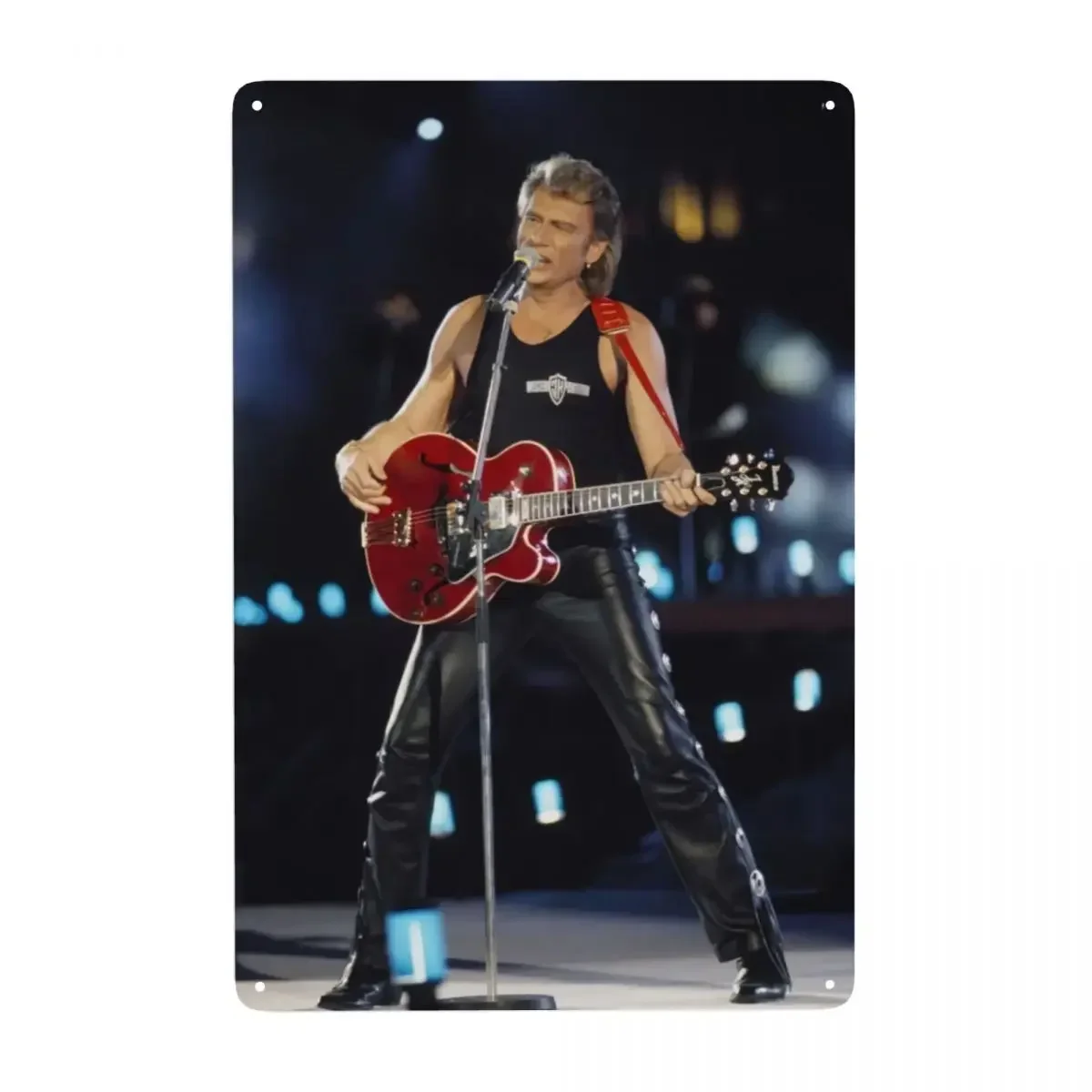Motorcycle Johnny Hallyday Sign Retro French Rock Singer Metal Plaques for Club Cafe Restaurant Man Cave Bar Wall Decor