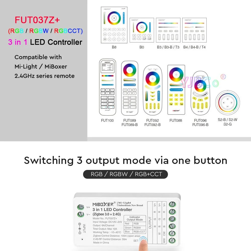 Miboxer Zigbee 3.0 LED 스트립 컨트롤러, 단일 색상, 듀얼 화이트, RGB, RGBW, RGBCCT, 2.4G, 투야 앱, 2/3 인 1 라이트 테이프 조광기, 12V, 24V