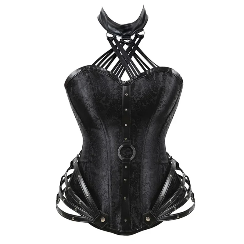 Steampunk Corset Gothic Corsets for Women Shapewear 11 Steel Bone Side Zipper Overbust Black Red Waist