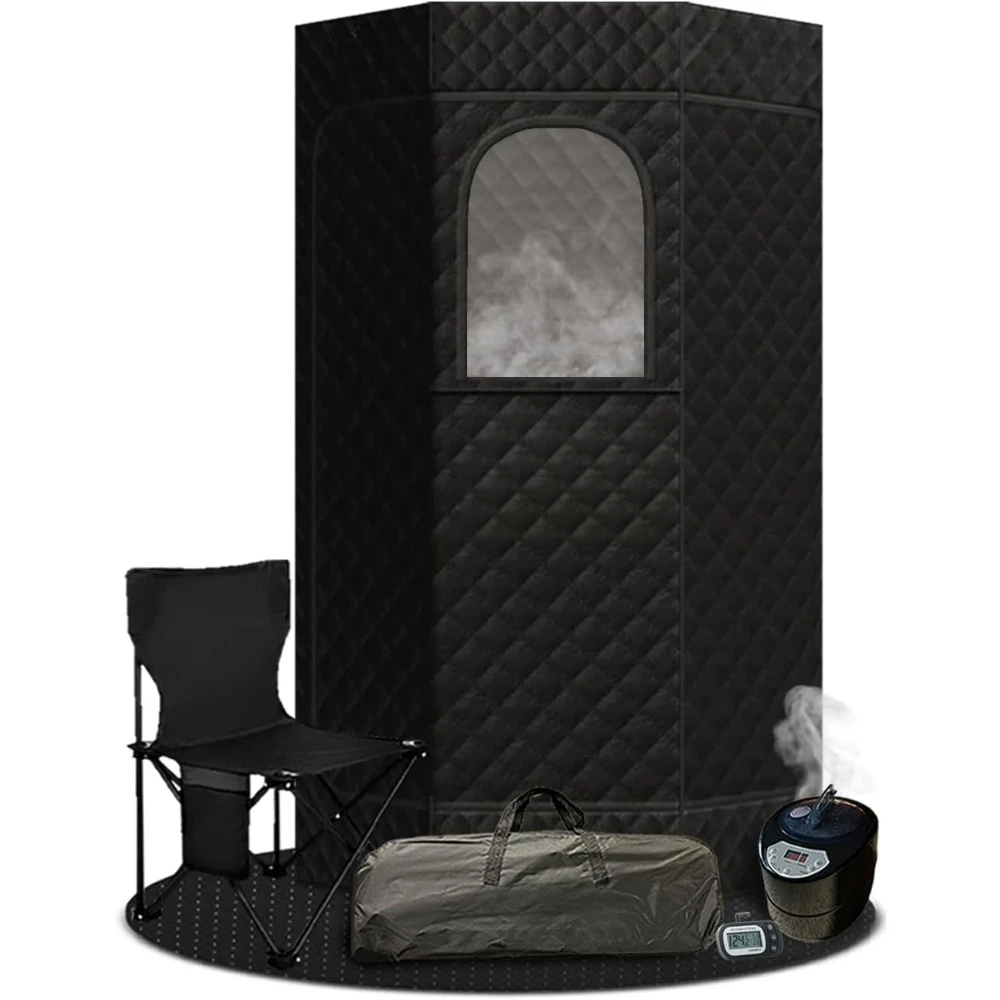 

Portable Home Sauna, Steam-Heated Hexagon Model | 60-Min Rapid Steam Room Generator, Floor Mat, Towel, Chair & More