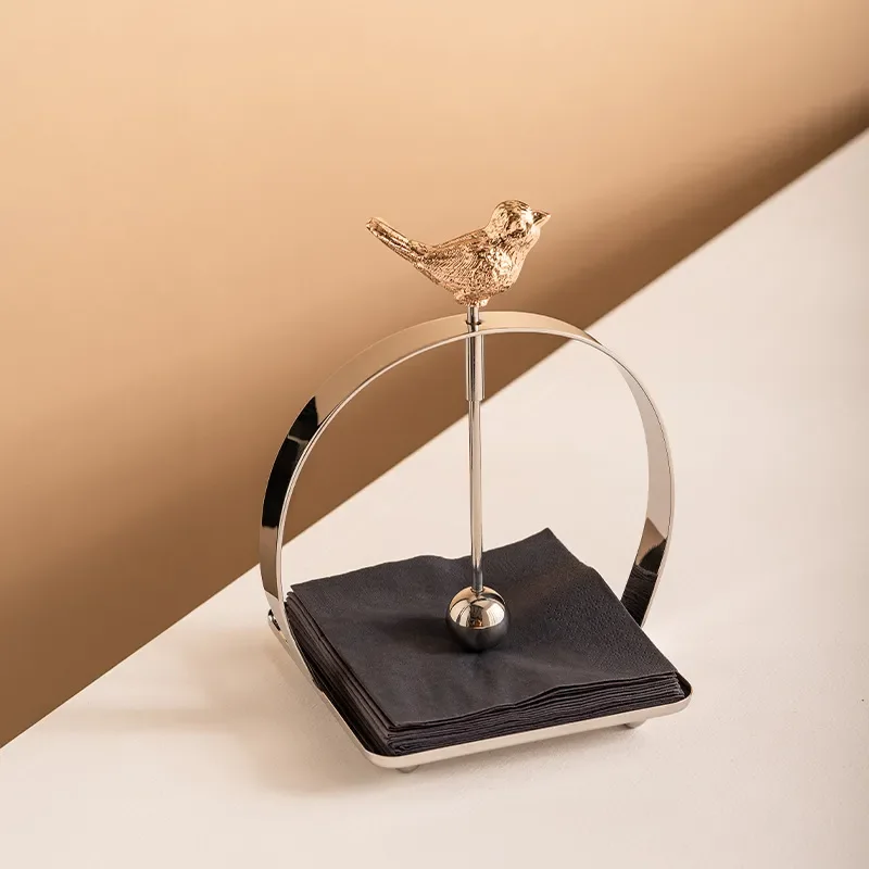 Stainless Steel Bird Napkin Holder European Style Tissue Box for Home Decor Luxury Paper Storage Container Commercial Use