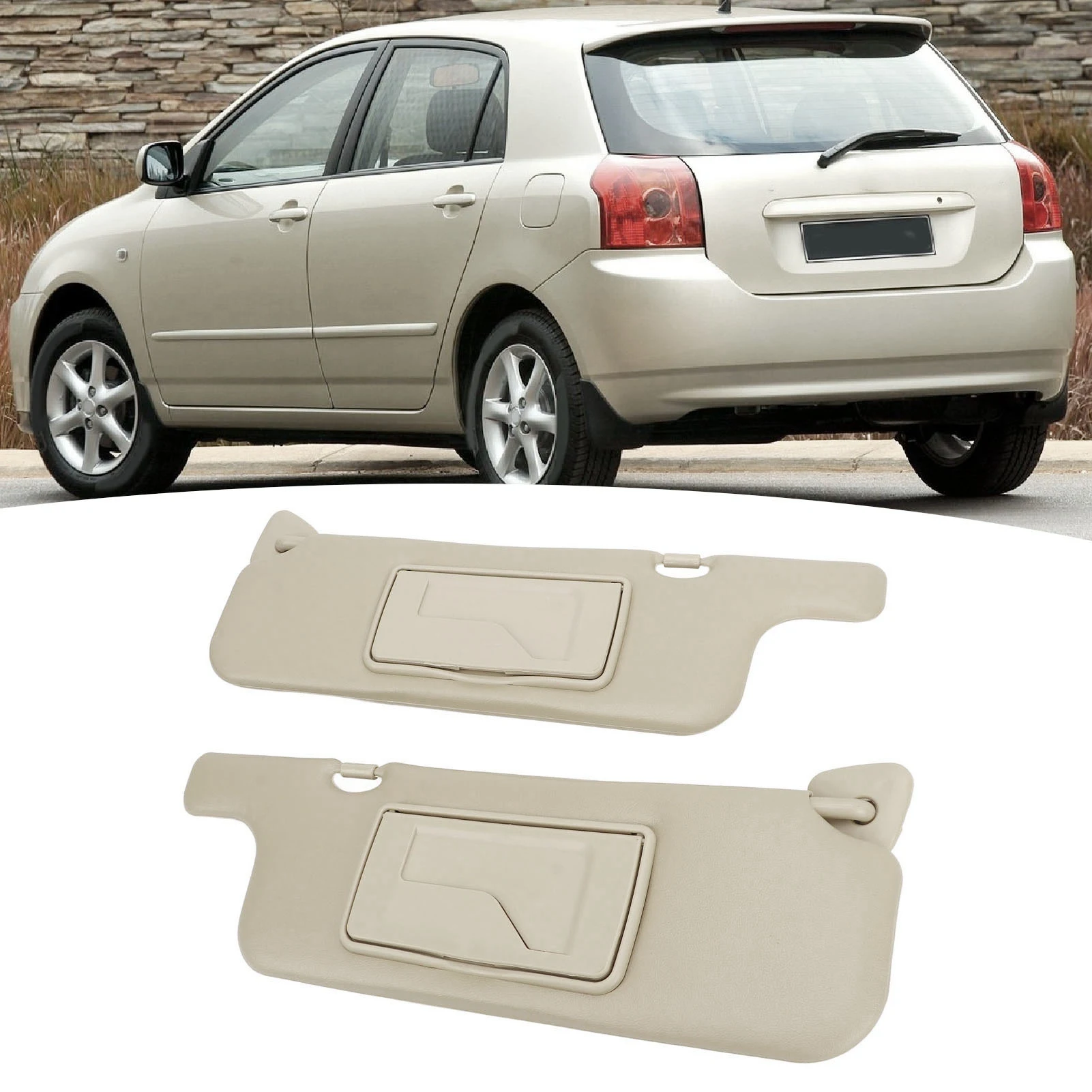 Sun Visor Mirror Sun Visor Car Sun Visor Gray Makeup Mirror Sun Shielding Board For E120 E130 2001 to 2007 Ninth Generation