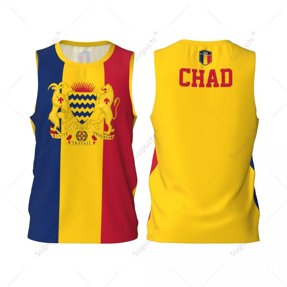 Chad Flag Men Basketball Sports Running Fitness Multifunction Sleeveless tshirt Exclusive Custom Name Nunber