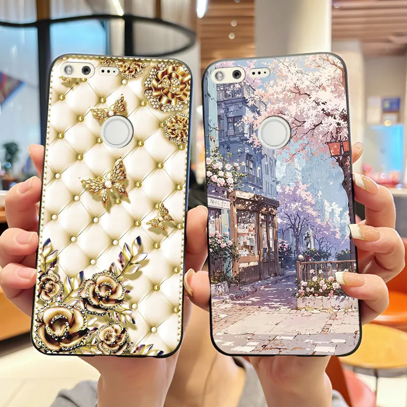 Capa para google pixel 1 capa preta de silicone macio para google pixel 1xl estilo elegante novo design padrão koi dragon king embalagem