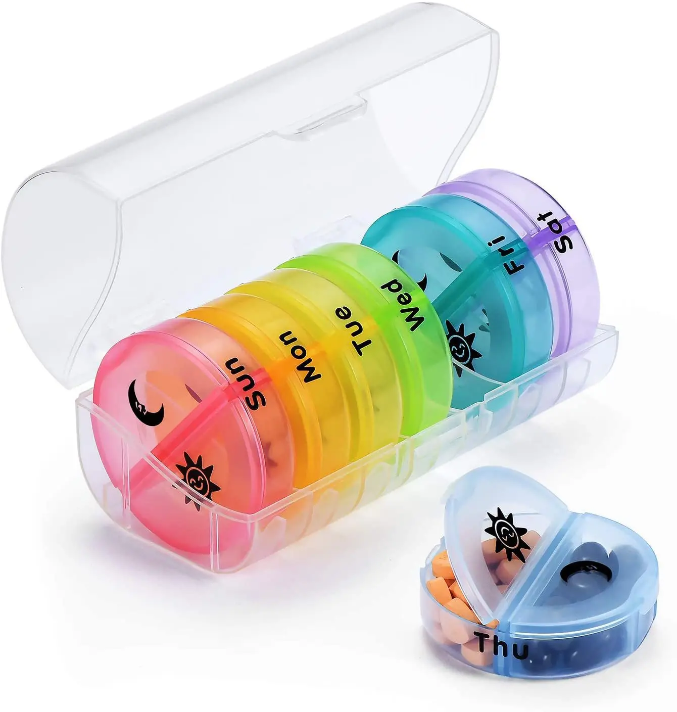 7 Days Pill Box Organizer Plastic Storage Box Container Portable Medicine Pill\'s Case Weekly Pillbox Hat for Tablets Travel Use