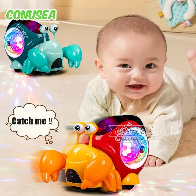 

Baby Infant Activities Toy Toddle Musical Electric Hermit Crab Light Music Toy Newborn Learning Crawling Games for 6 12 Months