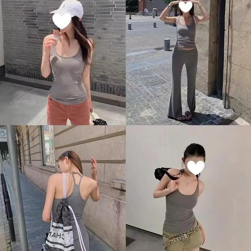 

Жилет на подтяжках с накладками на грудь Hot Girls Pure Desire Женский летний тонкий жилет с открытой спиной Простой модный летний жилет y2k топ женский