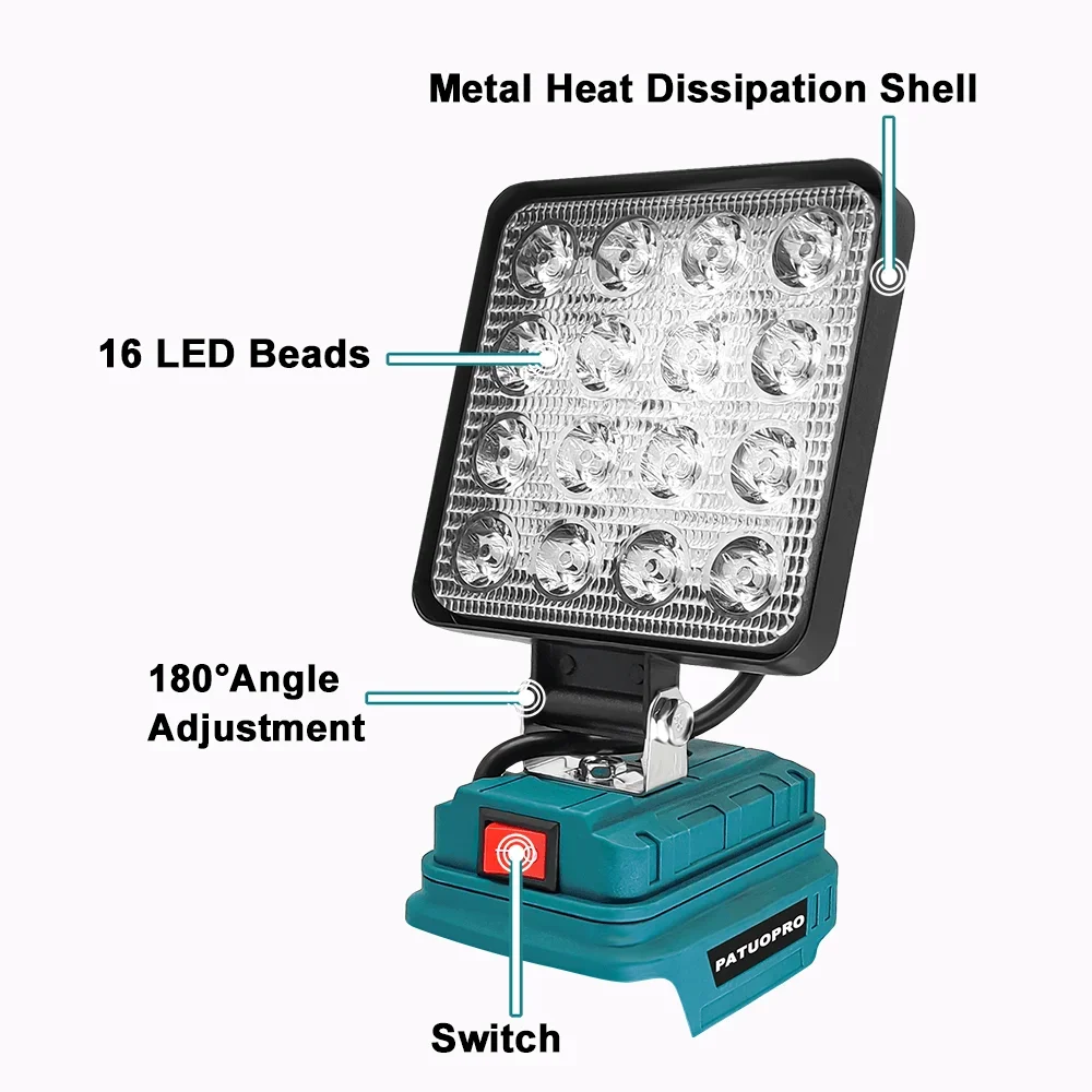 PATUOPRO 4 Inch Cordless Handheld LED Working Lights LED Portable Rechargeable Camping Lamp For Makita 18V Battery (No Battery)