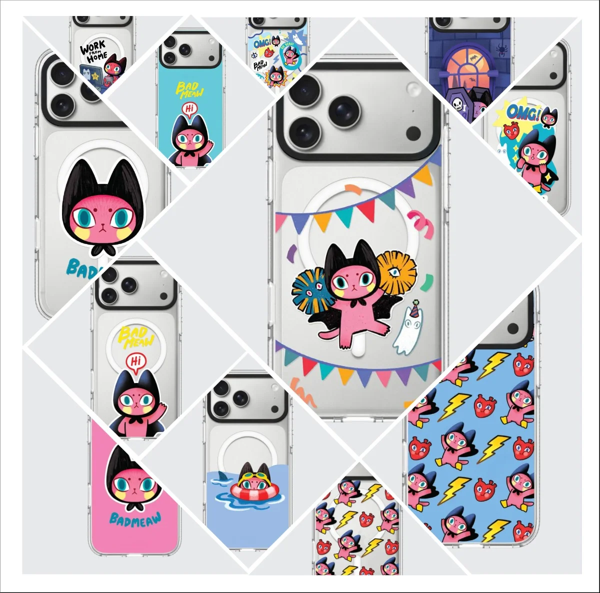 

Creative Multiple Cat Transparent Clear Border Magnetic Phone Cover for IPhone 13 14 15 16 17 Pro Max Case for IPhone 17Pro