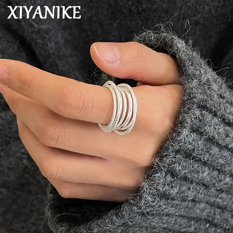 XIYANIKE Minimalist Multilayer Geometric Open Rings For Women Vintage Fashion New Jewelry Gift Party Daily Wholesale Anillos