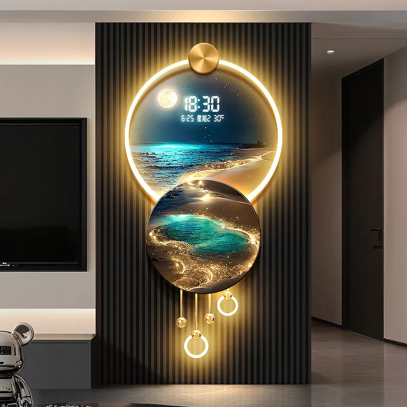 

Luxury Wave Entrance Electronic Screen Plug in Digital Clock Hanging on the Wall