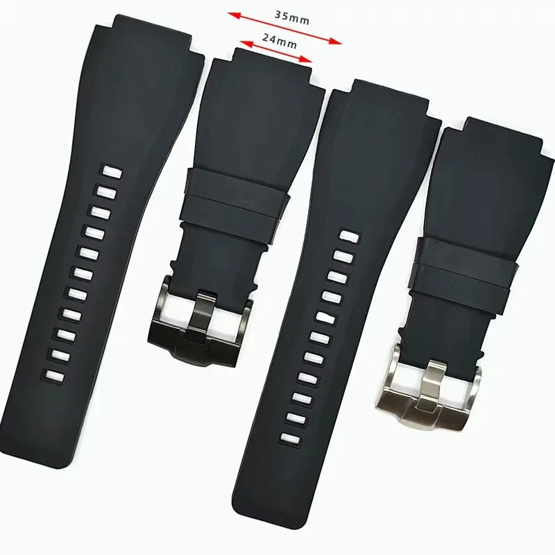 Rubber Watch Strap Men's Bracelet for Bell Ross BR01 BR 03-92 Diver 24mm Outdoor Sports Waterproof Wristband Ladies Watchbands