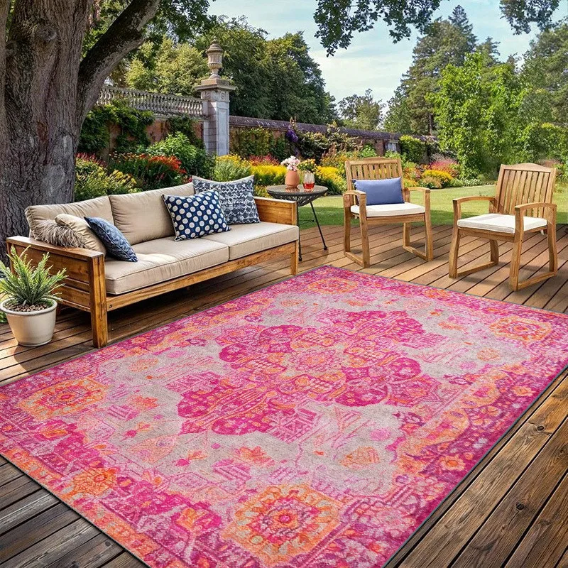Bohemian Carpet American Country Vintage Mat Living Room Tea Table Mat Outdoor Balcony Fully Covered Rug Courtyard Floor Mats