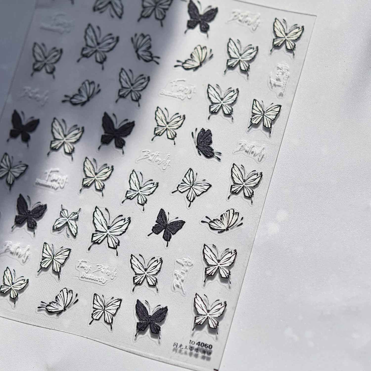 Black Lace Butterfly 5D Nail Art Stickers Intricate Hollow-Out Gothic Wing Mysterious Inspired Self Adhesive Manicure Decal DIY