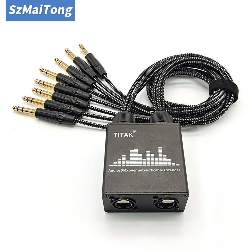 RJ45 to 8 Channel XLR Audio Extender STP Cat5 Cat6 DMX512 Network Signal Extender for Stage Lighting DJ Show Recording