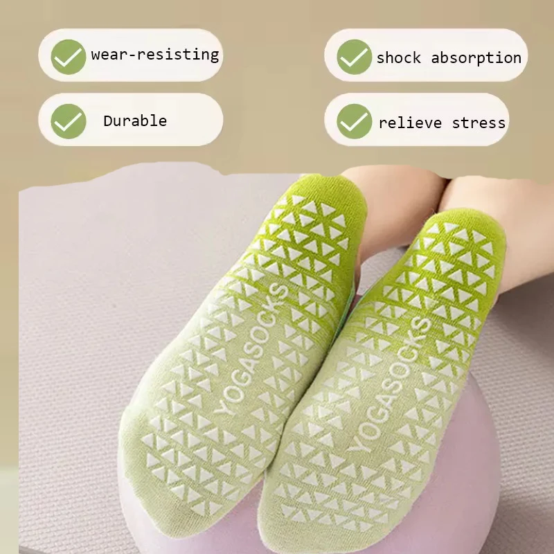 1 Pair of Gradient Silicone Yoga Non Slip Socks for Women's Pilates Fitness Grip Strength Indoor Dance Sports Socks image 2