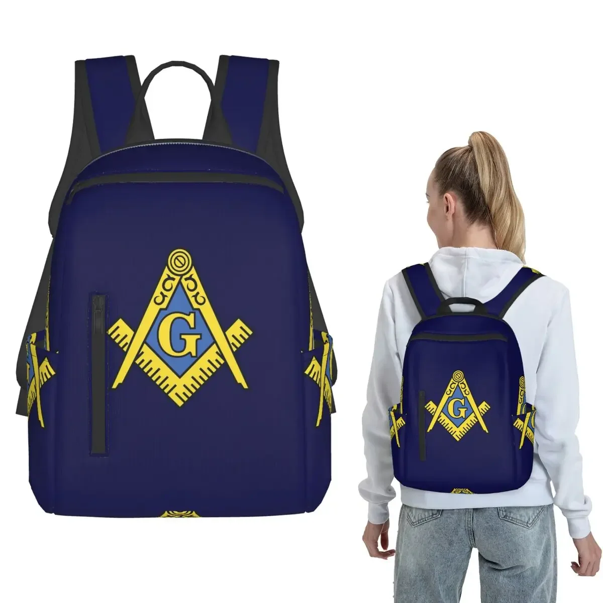 Freemason Classic Square And Compass Masonic Backpack Large Capacity Boys Girls BookBag School Bag Shoulder Bags for Men Women