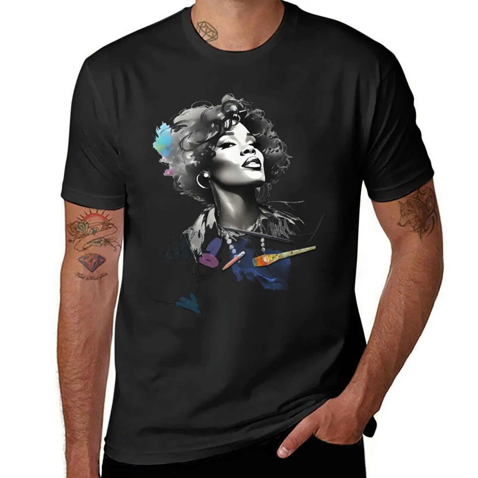Футболка Whitney Houston in Sketch, мужская футболка, баскетбольные футболки с рисунком, забавные футболки для мужчин