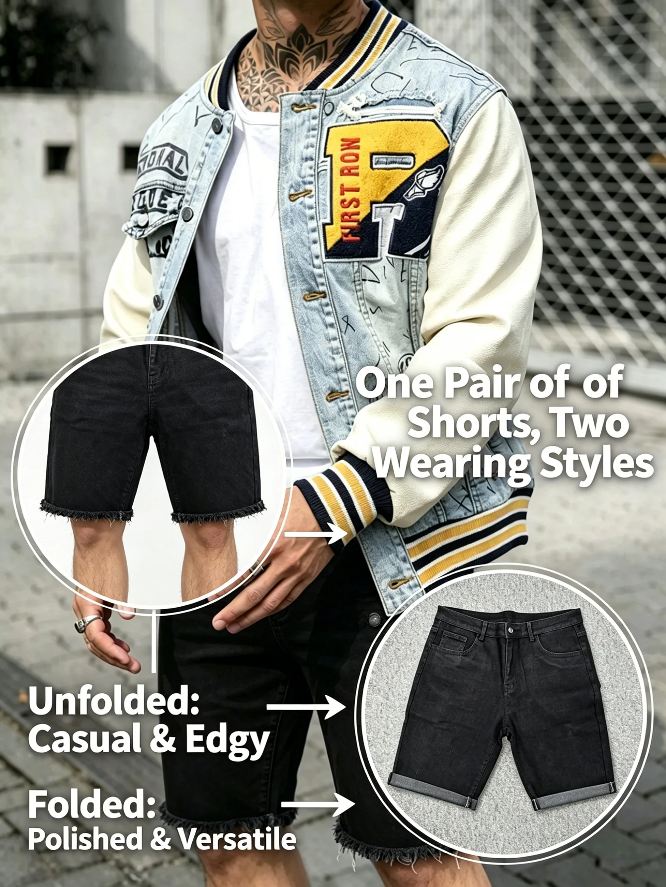 Men's Skinny Black Stretch Jorts breathable slim shorts modern street daily casual wearing style