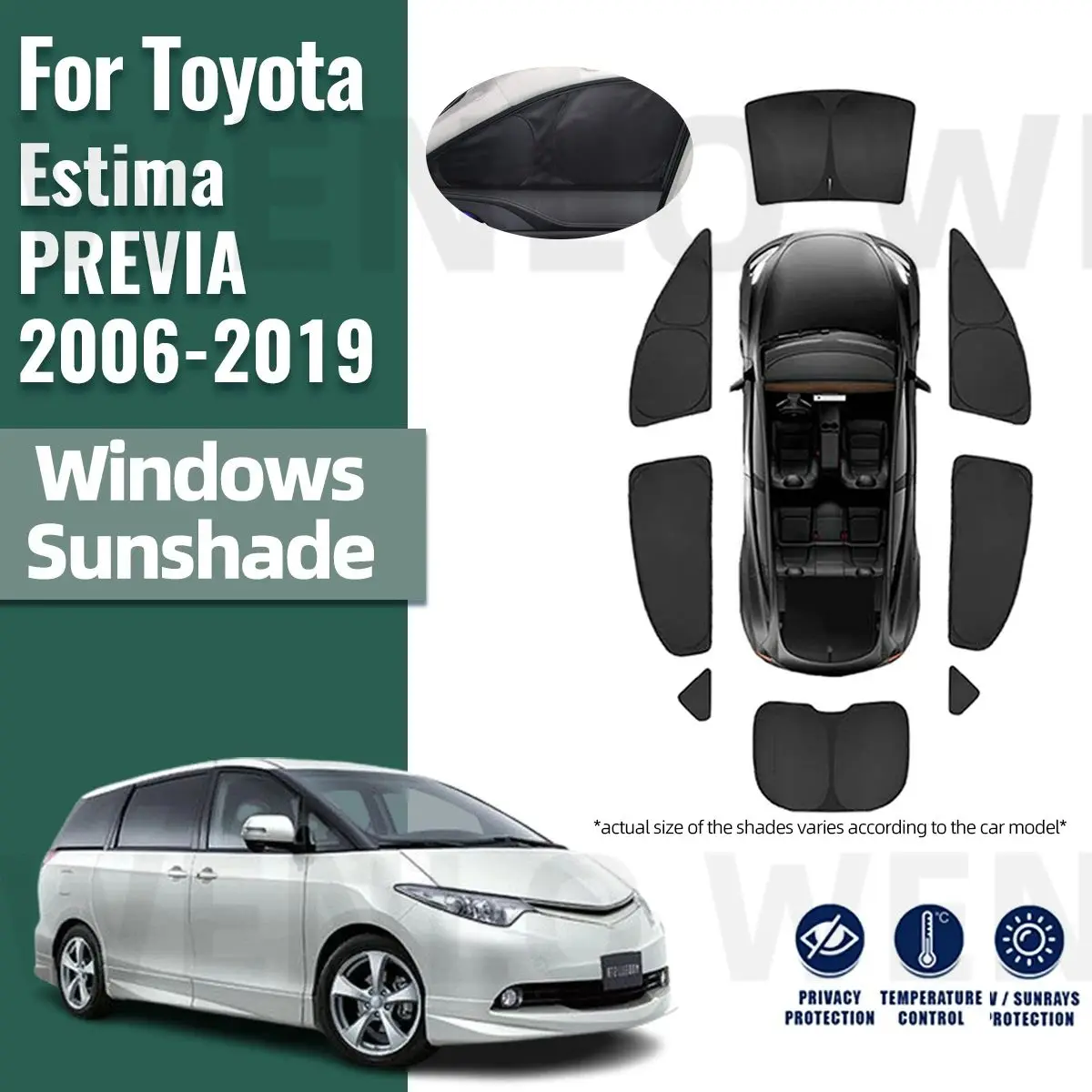 For Toyota Estima PREVIA RX50 2006-2019 Full Cover Car Sunshade Visor Front Rear Windshield Curtain Side Window Sun Shade