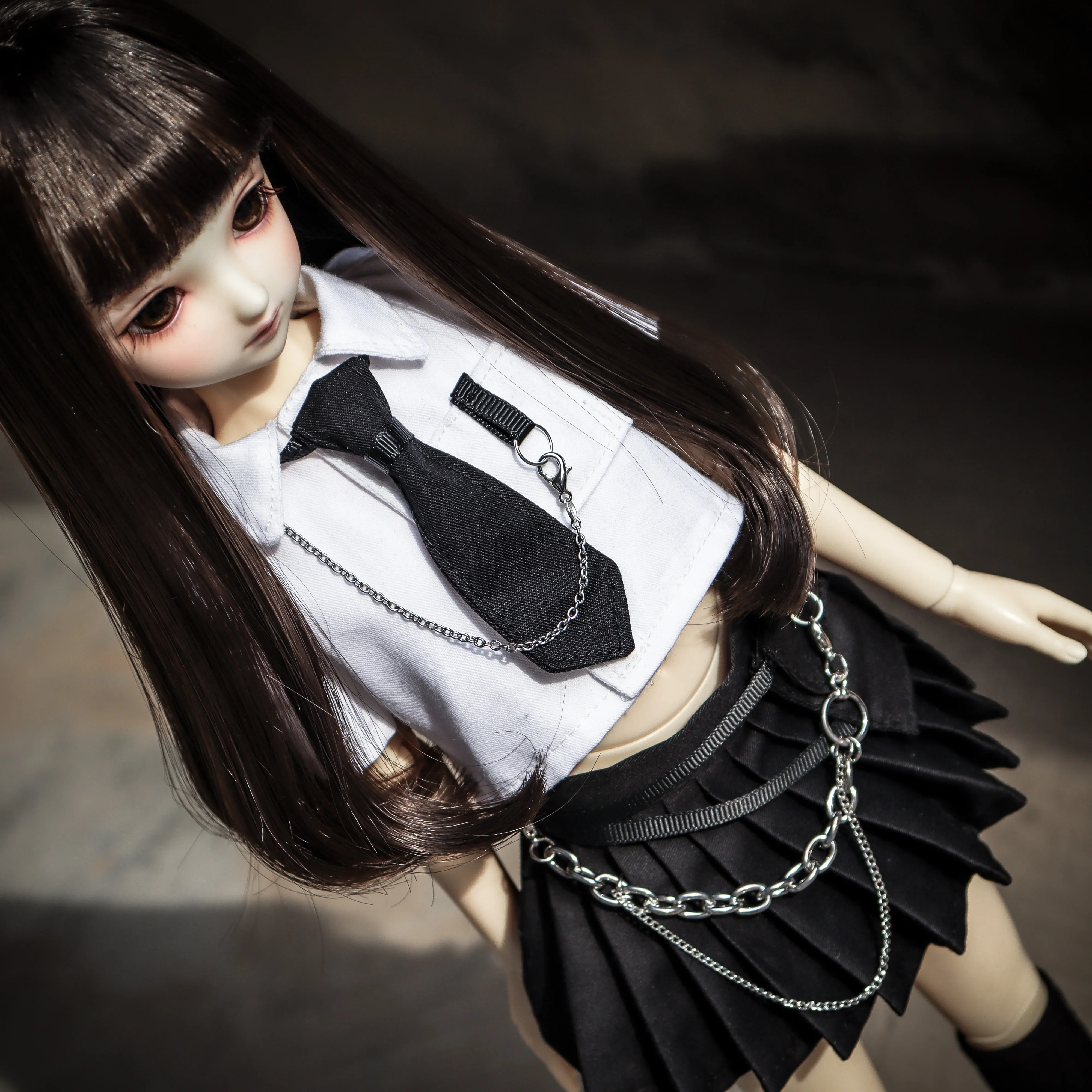 

BJD doll clothes suitable for 1/4 1/6 size bjd girl clothes pleated skirt suit shirt motorcycle doll accessories (six points）