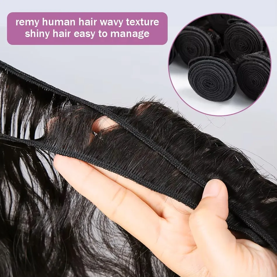 Bundel Gelombang Tubuh Brasil 100% Rambut Perawan Diproses Gelombang Tubuh 3/4 Bundel 100% Bundel Jalinan Rambut Manusia Penawaran Hitam Alami