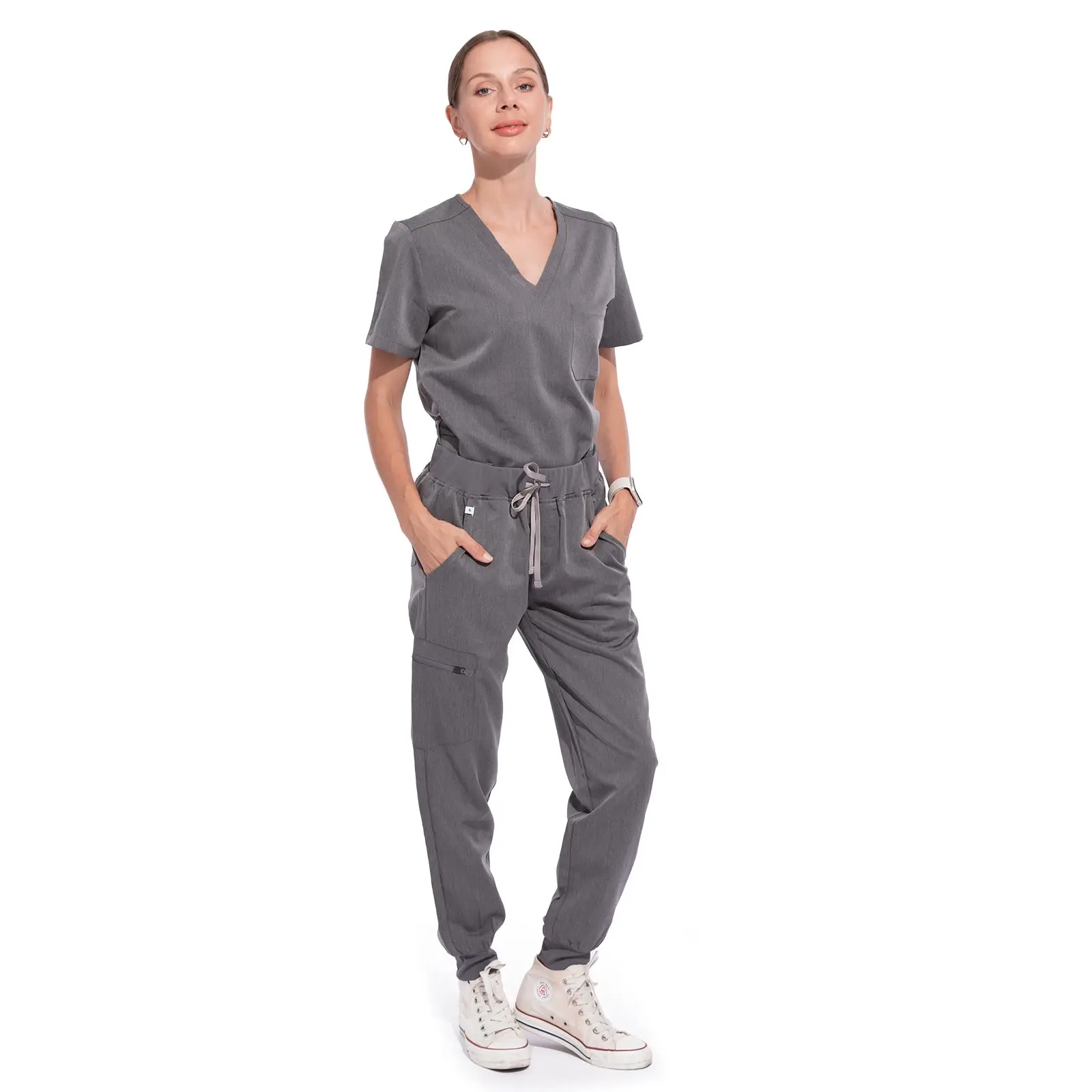 V-Neck Women Nurse Uniform Suit Women Medical Scrubs Top and Pants