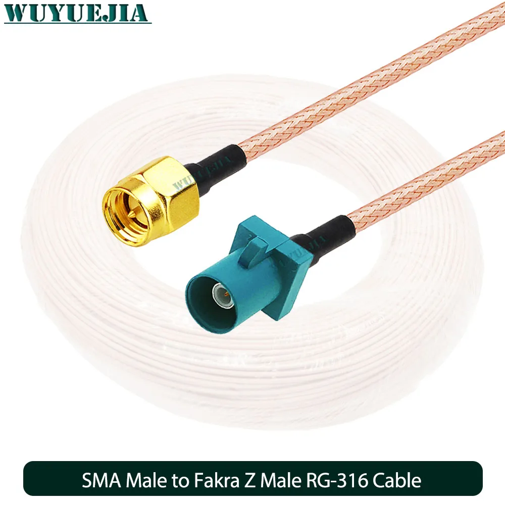 10CM-15M azul agua Fakra Z macho a SMA hembra RG316 Pigtail Cable Coaxial RF navegación para coche antena GPS adaptador Cable de extensión