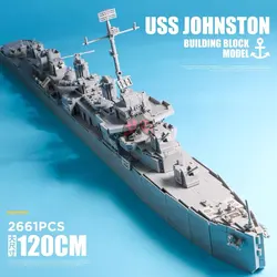 WW2 Military United States Navy Warship Series Bismarck Iowa Class North Carolina USS Johnston Model Brick Toy For Birthday Gift