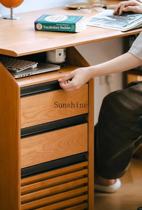Nordic desk, rack integrated writing, solid wood office, bedroom, double combination