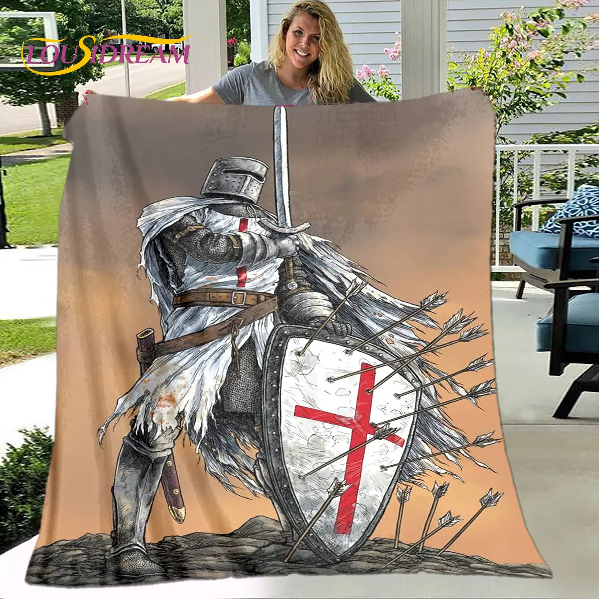 

Cavalier Knight Templar Crusaders Games Soft Plush Blanket,Flannel Blanket Throw Blanket for Living Room Bedroom Bed Sofa Picnic