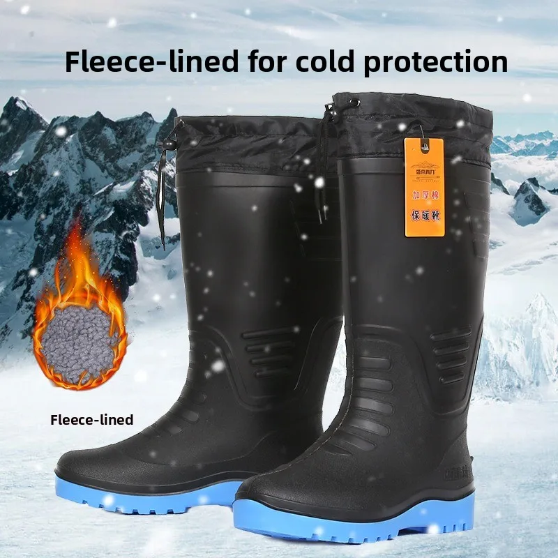 

Мужские зимние резиновые сапоги Fce на подкладке Thi, водонепроницаемые теплые противоскользящие резиновые ботинки Fiing oes для холодной погоды