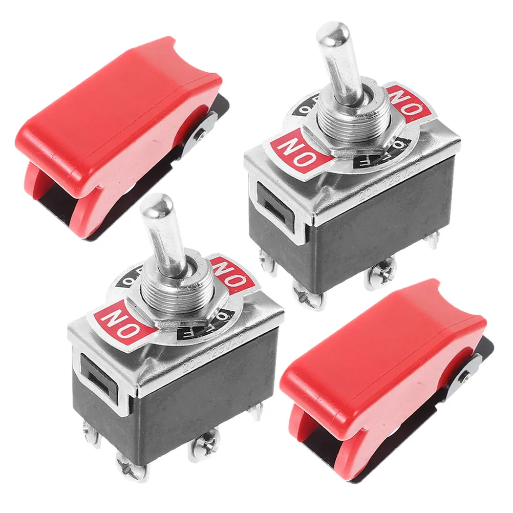 2pcs Red Protective Cover Toggle Switch Heavy Duty On Off Rocker For Automotive Boat Vehicle Car Electrical System Replacement