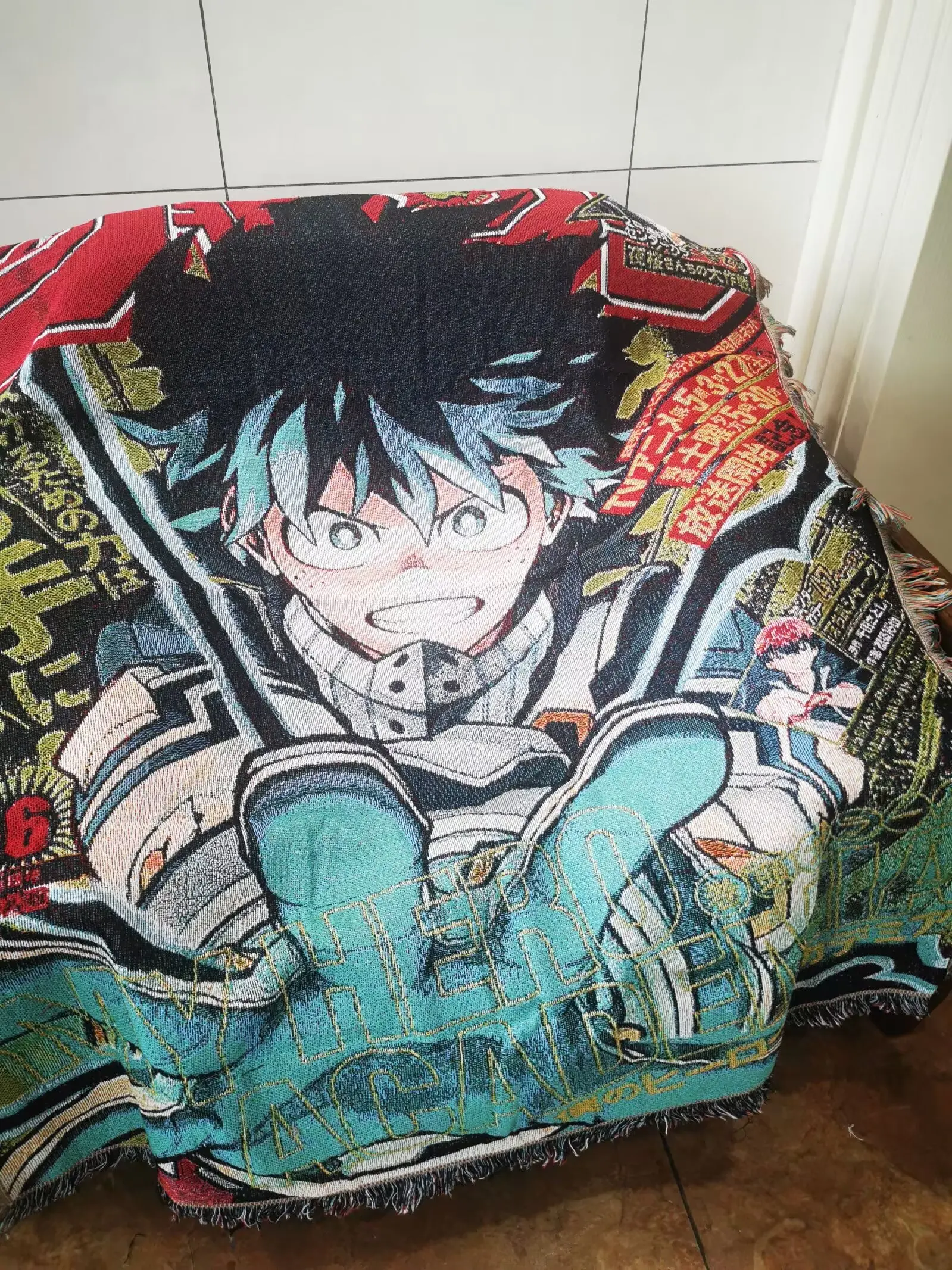 Anime My Academy Throw Woven Rug Blanket Tapestry Bedspread Outdoor Camp Beach Towels Sofa Chair Cover Mat Rug Tassel