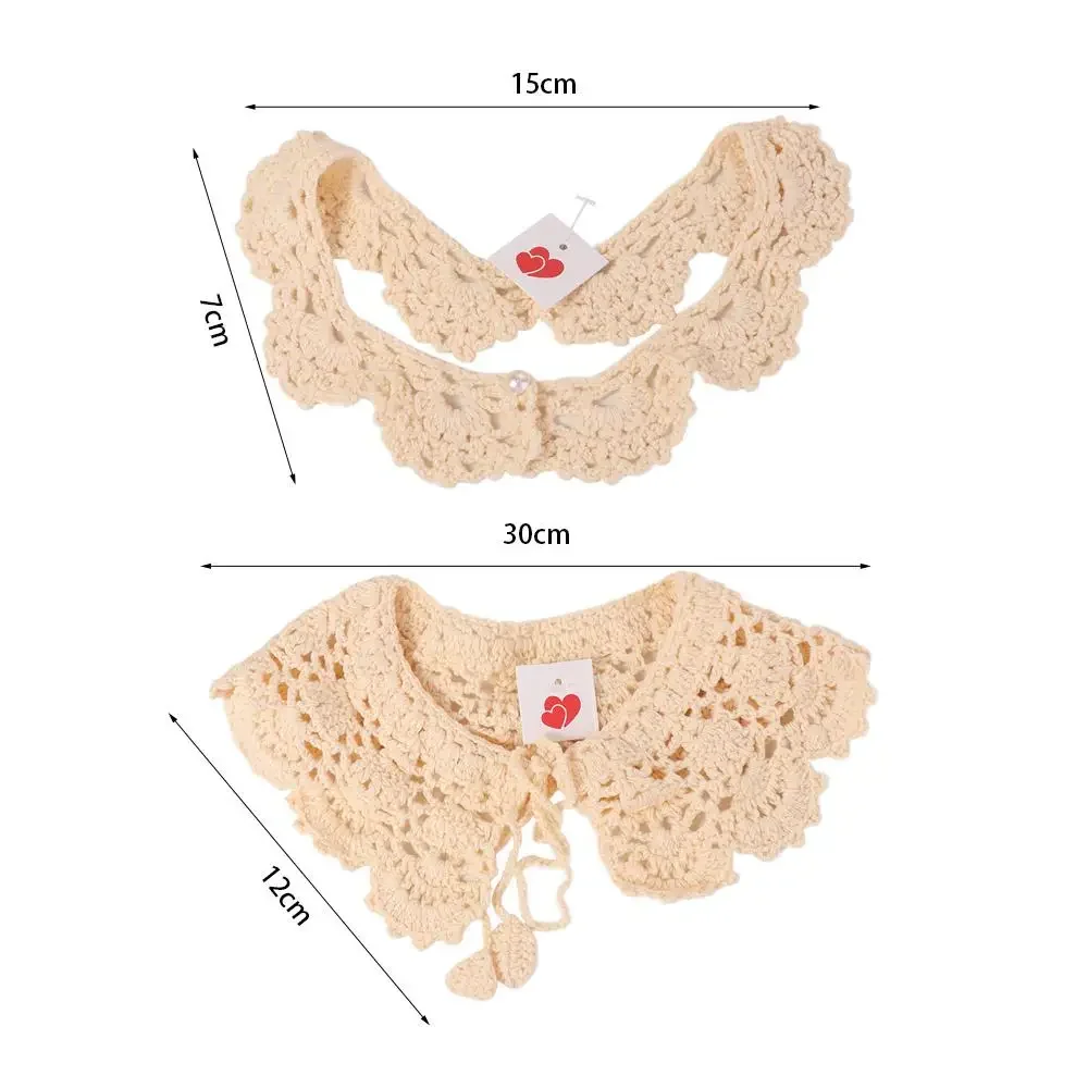Sweet Hollow Out Crochet Shawl Detachable Clothes Decoration Knitted Scarves Scarf Accessories Round Neck