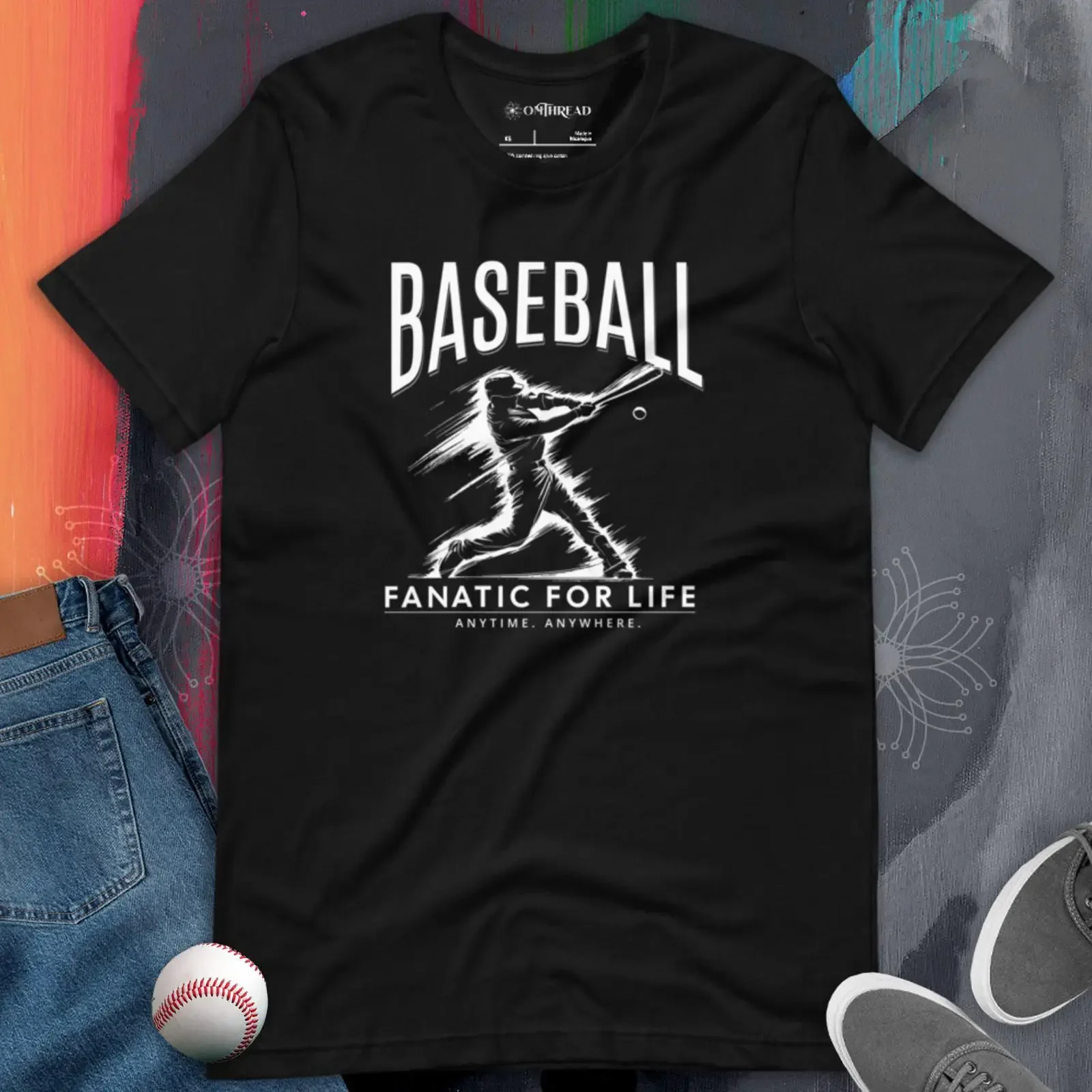 Baseball Fanatic T Shirt Batter Silhouette  vintage Washed designer clothes Stylish streetwear graphic Breathable fashion