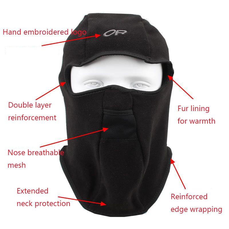 Motorcycle Men Black Winter Warm Plush Breathable Face Cover Moto Men's Windproof Cap Staub Maske