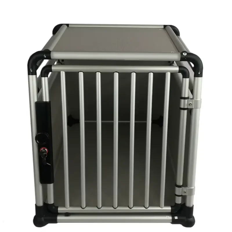 Heavy Duty Aluminum Dog Crate Portable Pet Carrier Cage for Large Medium Small Dogs Travel Training Kennel with Double Doors