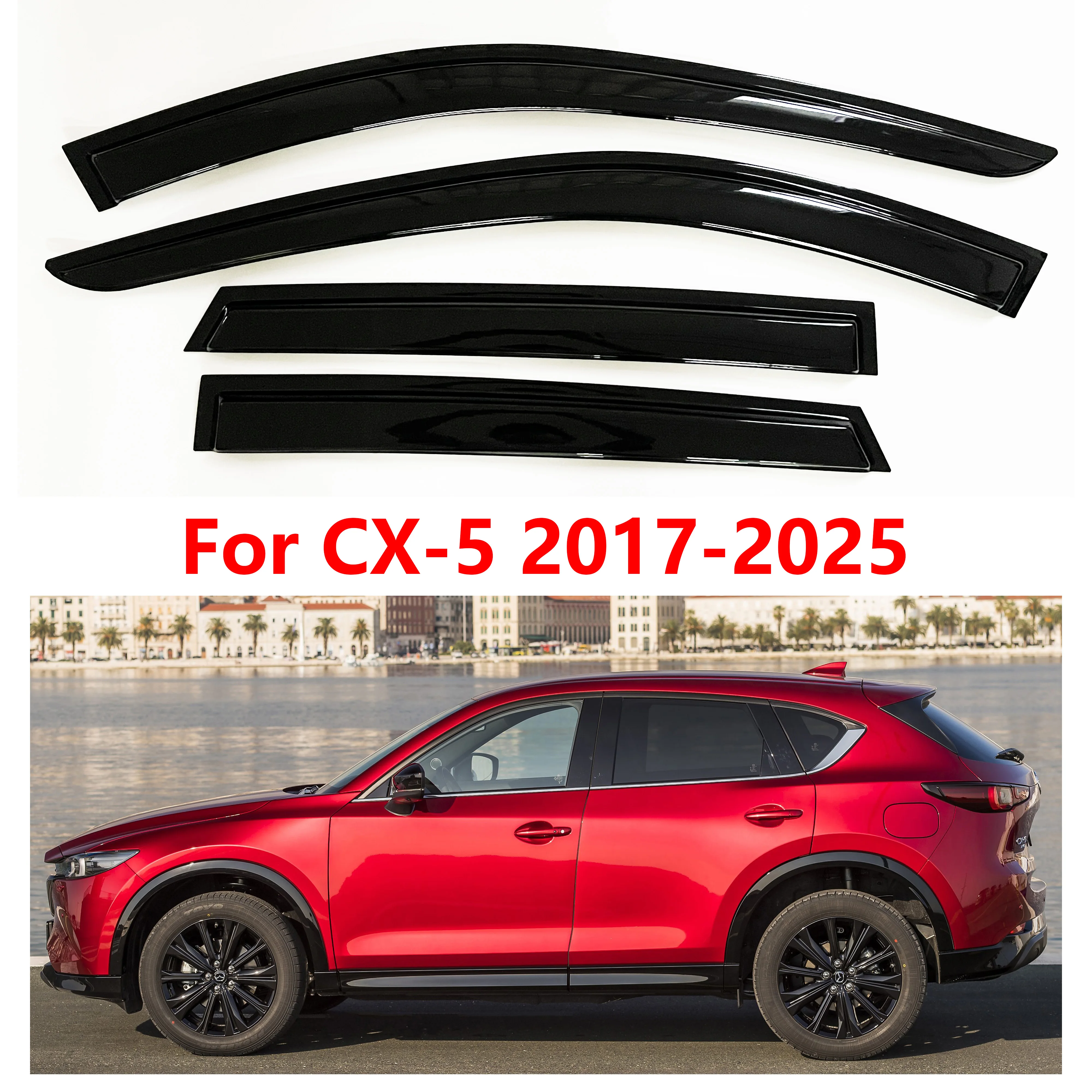 

4 шт. новейшей модели солнцезащитного козырька на окно автомобиля для Mazda CX-5 2017-2025, оконный козырек от дождя, оконные козырьки от дождя