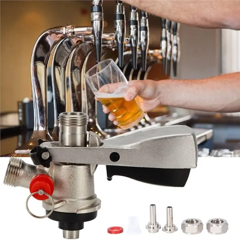A25F-G5/8 S Type Beer Keg Coupler,Keg Dispenser With Pressure Relief Valve For Kegerator Home Bar Draft Beer System