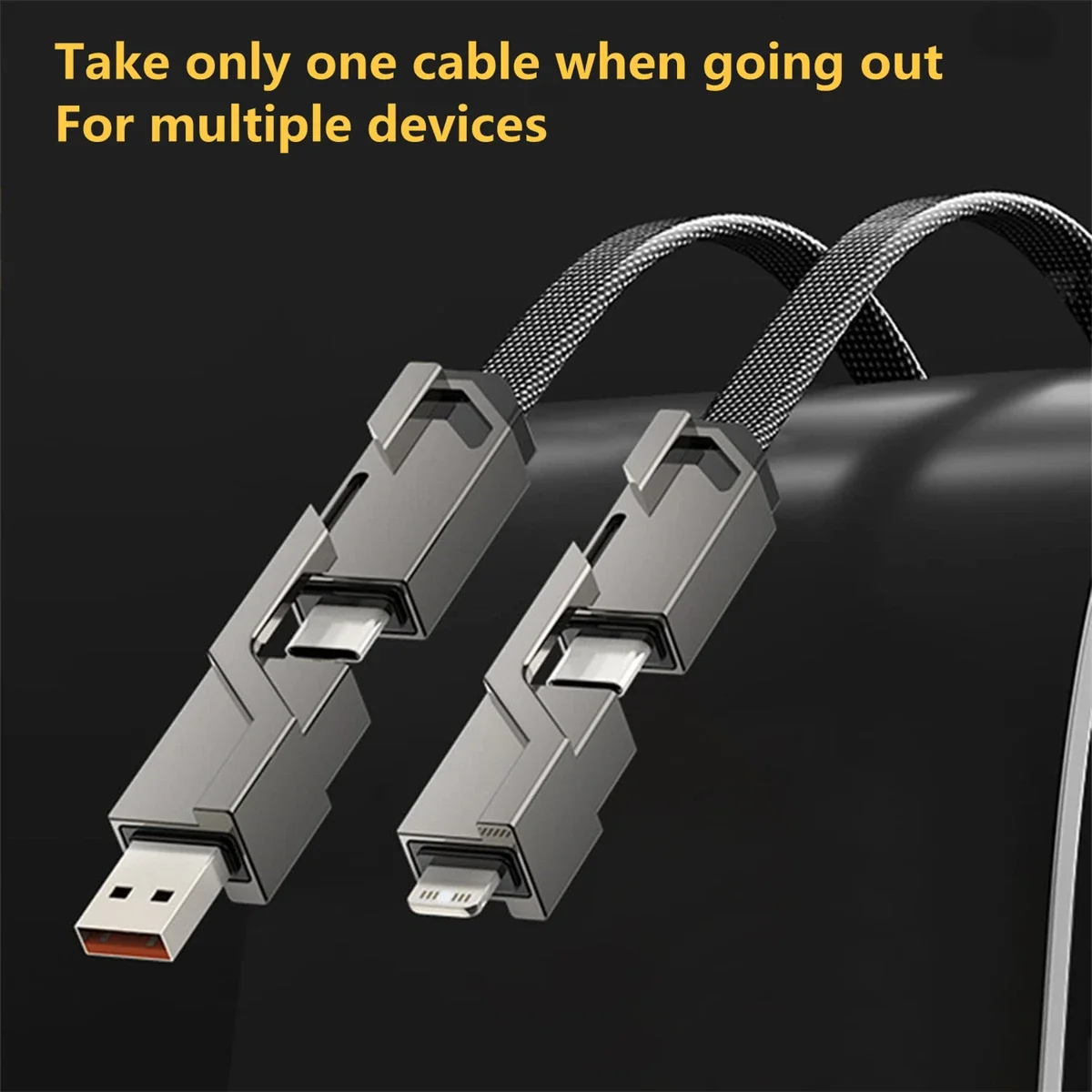 DteeDck 4 in 1 Fast Charging Cable USB A to 8Pin Cable for iPhone 12Pro Max 13 14 USB C to Type C Wire For Samsung Xiaomi OPPO