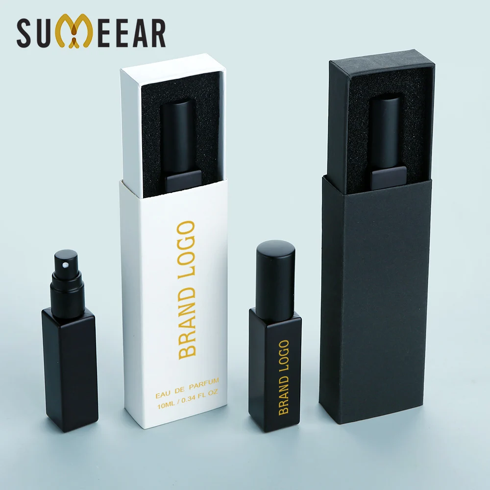10ml Matte Perfume Spray Bottles Electroplated Black Thick Glass Refillable Atomizer With Gift Box 10 20 30 40pcs