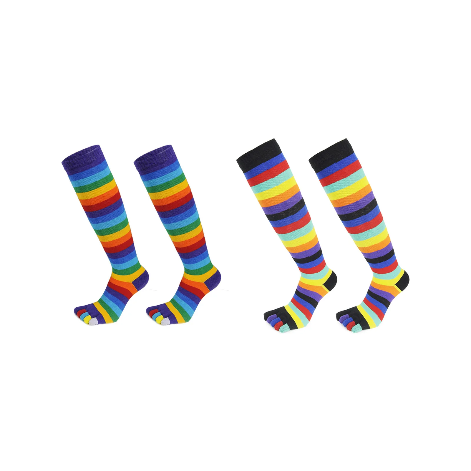 

Purple + black five-finger rainbow socks combination (1 pair each)