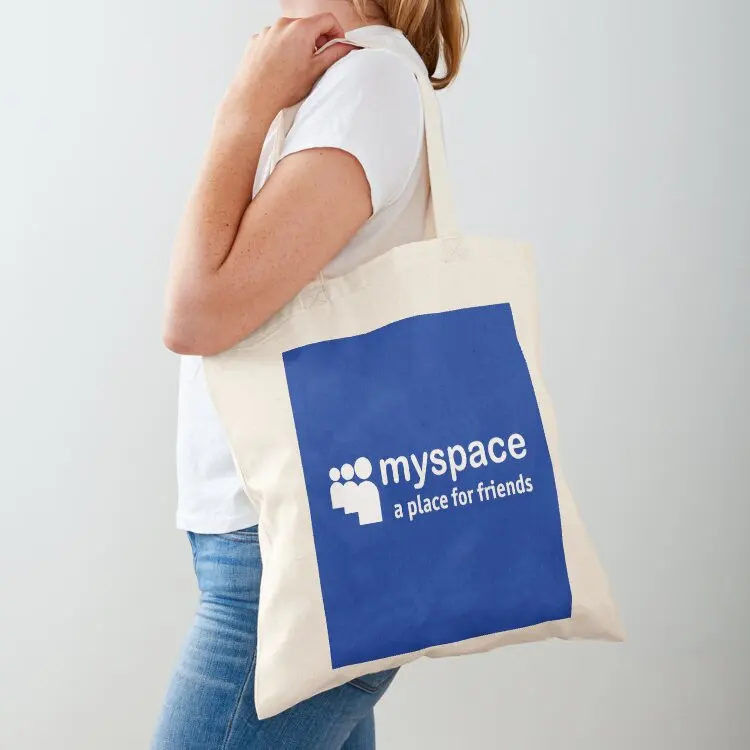 

Myspace Logo Blue Tote Bag woman shopping bag Canvas shoulder bag shopper women personalized tote